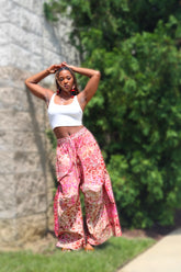 Women's Wide Leg Artistic Structure Batik Pants