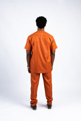 Men's Terracotta Orange Modern Tunic & Trouser Set