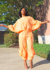 Women's Linen Dropped Shoulder Pants Set
