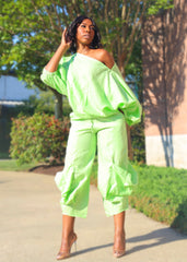 Women's Linen Dropped Shoulder Pants Set