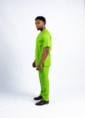 Men's Vibrant Lime Green Short-Sleeve Kaftan Set