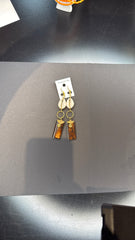 Mixed Material Dangle Earrings with Bone and Horn - Bohemian Geometric Jewelry