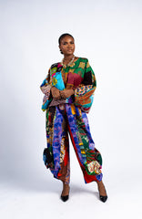 Multicolored Patchwork Pants Set