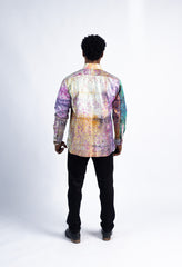 Men's Artistic Splatter Print Button-Up Shirt