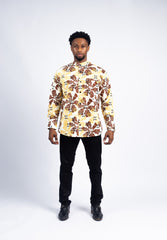 Men's Earthy Floral & Abstract Print Shirt