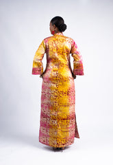Women's Pink and Yellow Tie-Dye Maxi Dress
