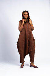 Detachable Sleeve Jumpsuit w/Hood - Brown