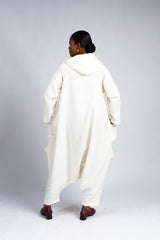 Detachable Sleeve Jumpsuit w/Hood - White