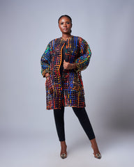 Ankara Lattice Statement Jacket – Multicolor Elegance