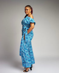 Water Blue African Print Jumpsuit