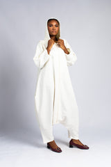 Detachable Sleeve Jumpsuit w/Hood - White