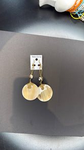 Natural Shell Disc Earrings with Spiral Wire Accent - Dangle Earrings