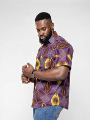 Ankara African Wax Print Men's Short Sleeve Shirt