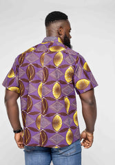 Ankara African Wax Print Men's Short Sleeve Shirt