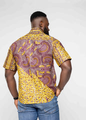 Ankara African Wax Print Men's Short Sleeve Shirt