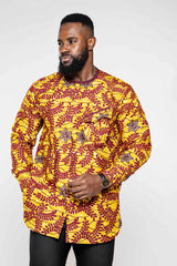 Ankara Cotton Men's Long Sleeve Shirt