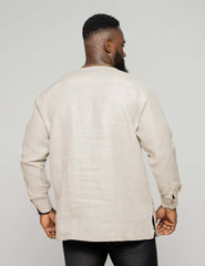 Men's Linen Mesh Shirt with Embroidery (Long Sleeves)