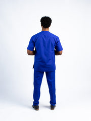 Men's Royal Blue Kaftan Set with Embroidered Placket