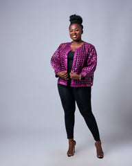 Ankara Grid Crop Jacket – Sunset Burst Edition