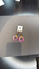 Purple Swirl Dangle Earrings with Gold Accents - Bohemian Jewelry