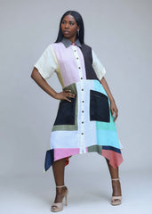 Linen Patched Shirt Dress