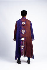 Men's Artisan Dual-Tone Fringed Kimono Robe