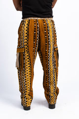 Men's Earth-Tone Mud Cloth Cargo Pants