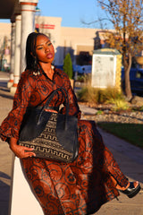 Authentic African Mud Cloth & Leather Tote Bag β Handcrafted Heritage Meets Timeless Luxury