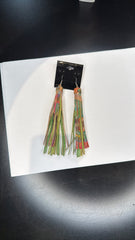 Long Multi-Color Leather Tassel Earrings - Statement Dangle Jewelry