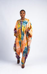 Women's Multi-Color Tie-Dye Kimono-Style Jumpsuit