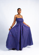 Geometric Print Strapless Maxi Dress