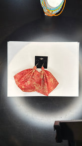 Large Red and Gold Fan Earrings - Bohemian Statement Earrings