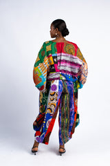 Multicolored Patchwork Pants Set