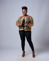 Ankara Grid Crop Jacket – Sunset Burst Edition