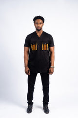 Men’s Black Heritage Suit with Mud Cloth Pocket Accents