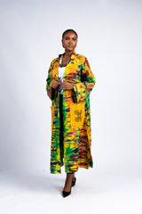 Women's Multi-Color Tie-Dye Kimono Cardigan with Adinkra Symbol