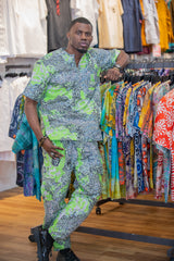 Men’s Modern African Print Two-Piece Cargo Set
