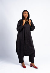 Detachable Sleeve Jumpsuit w/Hood - Black