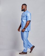 Bazin Cotton Man's Short Sleeve Up and Down.