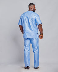Bazin Cotton Man's Short Sleeve Up and Down.