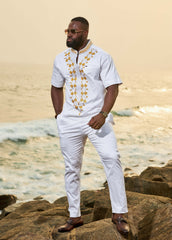 Polished Cotton Men's Short Sleeve with Embroidery