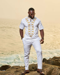 Polished Cotton Men's Short Sleeve with Embroidery