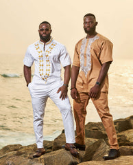 Polished Cotton Men's Short Sleeve with Embroidery