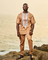 Polished Cotton Men's Short Sleeve with Embroidery