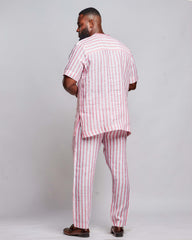 Men's Striped Linen Suit Set (Short Sleeves)