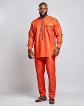 Ankara Men's Polished Cotton Suit (Long Sleeves) - YvonneEx
