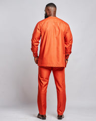 Ankara Men's Polished Cotton Suit (Long Sleeves) - YvonneEx