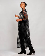 Ankara plain women's Mesh Jacket Dress - 100% Cotton**