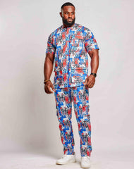 Ankara Men's Shirt & Cargo Pants (short sleeved) - YvonneEx