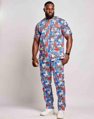 Ankara Men's Shirt & Cargo Pants (short sleeved) - YvonneEx